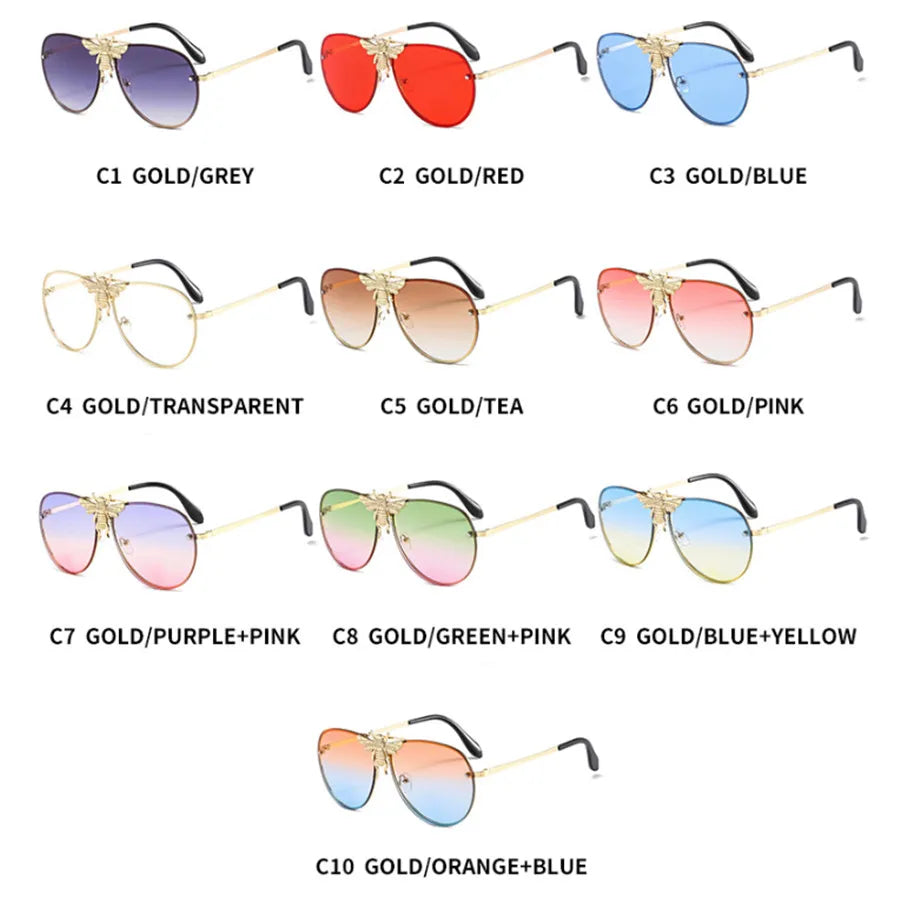 2022 Fashion Modern Oversized Sunglasses for Women Men Luxury Designer Sun Glasses Bee Decoration Trengding Shades UV400