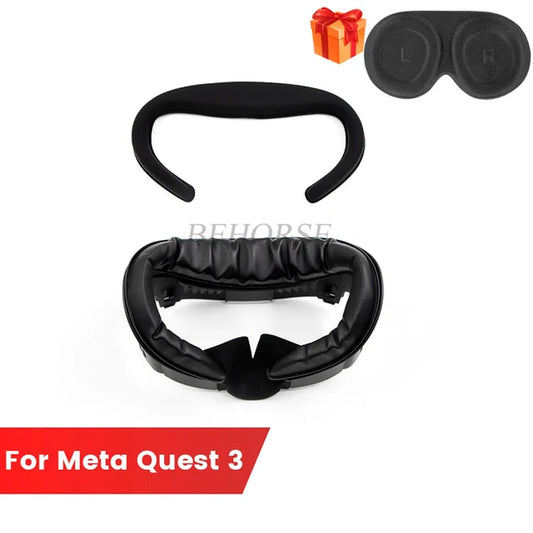 AMVR Upgraded Leather Face Mask Cover for Meta Quest 3 Facial Interface Ice Silk Fabric Replacement Pad VR Glasses Accessories