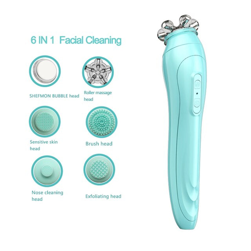 "Revitalize Your Skin with the Ultimate Home Facial Experience - Iprettygeneo 3D Roller Face Cleansing Brush and CO2 Bubble Skin Care Tool"